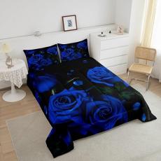 Blue Sting Rose Garden Duvet Cover