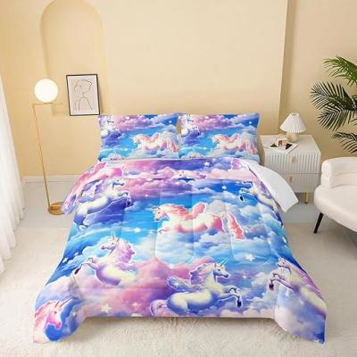 Cartoon Unicorn Blue Purple Cl...