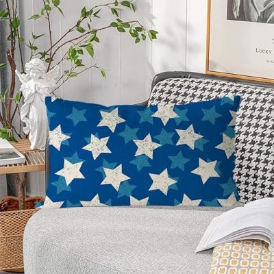 Blue Wind Grid Star Commemorative Pillow