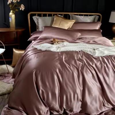 100% Organic Silk Solid Bedding Set Bed Sheets Comforter Quilt